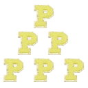 PATIKIL 6枚セット アルファベットP 刺繍ワッペン 英語字母 男女ワッペン アップリケワッペン 靴用帽子バッグジーンズ DIY イエロー