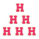 PATIKIL 6枚セット アルファベットH 刺繍ワッペン 英語字母 男女ワッペン アップリケワッペン 靴用帽子バッグジーンズ DIY ローズ レッド