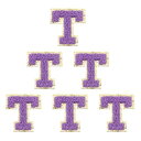PATIKIL 6枚セット アルファベットT 刺繍ワッペン 英語字母 男女ワッペン アップリケワッペン 靴用帽子バッグジーンズ DIY パープル