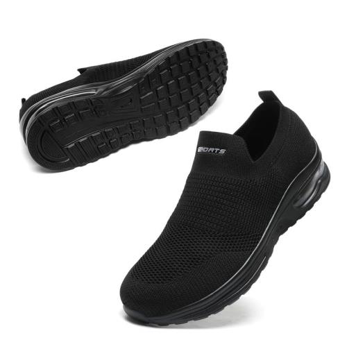 楽天Fleume[Hanani] スニーカー メンズ レディース スリッポン エアクッション ナースシューズ ランニングシューズ カジュアル スポーツ スポーツシューズ ウォーキングシューズ カジュアルシューズ カップル靴 Air 運動靴 男女兼用 厚底 超軽量 ブラック 25.0cm