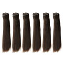 PATIKIL 15CMドール用ウィッグ 6個セット 高温シルク製ストレートウィッグ ドール用ヘアメイキングキットDIYハンドメイド用アクセサリー ディープチェスナット
