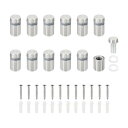 PATIKIL 1/2 x 0.8 サインスタンドオフスクリュー 12セット ステンレススチール 壁タンドオフ 取り付け金具 広告用ガラスネイル アクリル額縁 アクリルパネル掛け用 シルバー