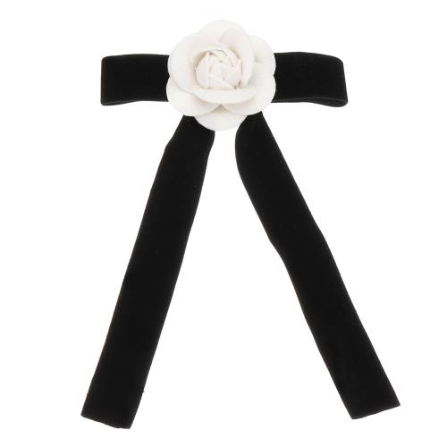 PATIKIL 女性用椿の花ブローチ エレトなフェイクウールの花ブローチ 花のプリタイドボウノットピン 長いリボン ウェディングパーティーのコサージュボウネック...