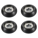 PATIKIL ナイロン製プーリーホイール 12x32x8mm 4ボールベアリングガイドローラー 家具用ハードウェアアクセサリーおよび引き戸窓用プーリー 黒