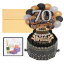 PATIKIL 70歳の誕生日カード ポップアウト誕生日カード ハッピーバースデー ご挨拶カードと封筒付き 男の子 女性 女の子 ギフト 友達用 黒 金色