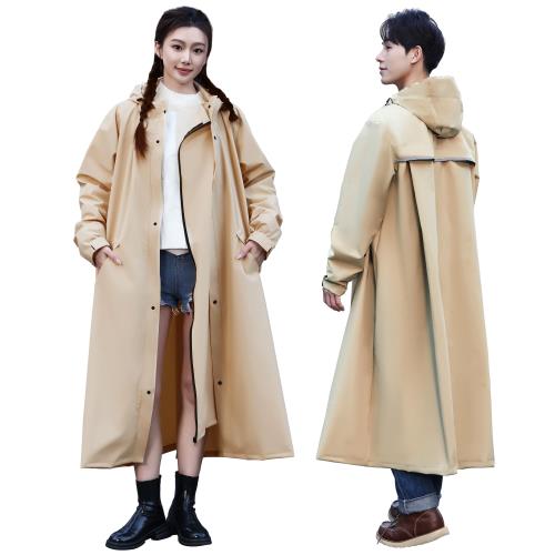 [GOKEI] レインコート 自転車 カッパ レインコート ツバ付き 顔が濡れない ロング丈 リュック対応 軽量 通気 レインポンチョ メンズ レディース レインウェア バイク 防水 撥水 通学 通勤 雨 合羽 雨具 かっぱ ポンチョ レイン 雨衣 完全防水 カーキ L 160-170cm