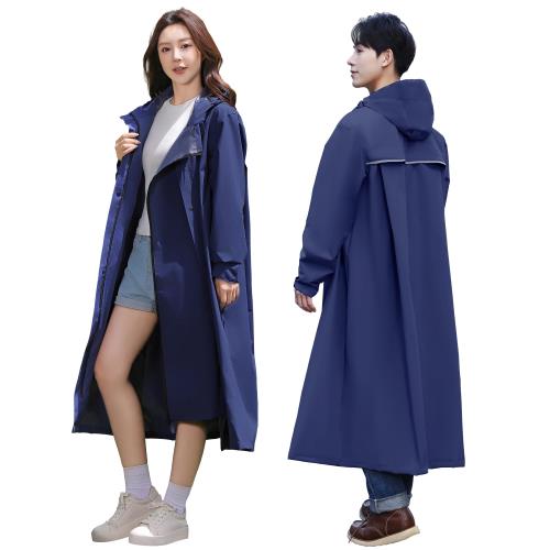 [GOKEI] レインコート 自転車 カッパ レインコート ツバ付き 顔が濡れない ロング丈 リュック対応 軽量 通気 レインポンチョ メンズ レディース レインウェア バイク 防水 撥水 通学 通勤 雨 合羽 雨具 かっぱ ポンチョ レイン 雨衣 完全防水 ネイビー XL 170-185cm(4)