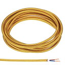 PATIKIL ファブリック布カバーラウンドワイヤー 3 M 18AWG 2コア ヴィンテージ編み電気コード ペンダントライトDIYプロジェクト用 金