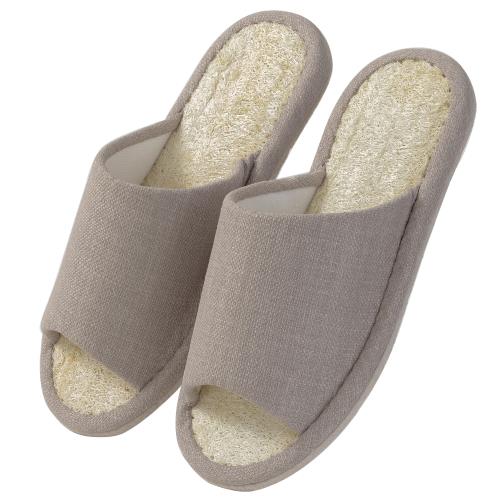 [KOCOTA] ヘチマ スリッパ 吸湿 サラサラ 蒸れない 多汗 足汗対策 ルームシューズ 室内履き 夏用 男女兼用 ベージュ L