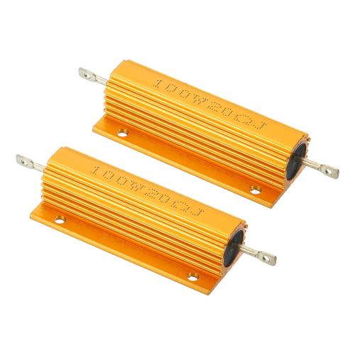 PATIKIL 100W 20オーム アルミシェル抵抗器 2個 アルミハウジング抵抗器 ケース入り巻線抵抗器 ねじタップ電力抵抗器 ゴールデンのサムネイル