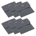 PATIKIL 7x7cm スナップボタン付きジュエリーポーチ 6個セット ベルベットジュエリーポーチ ネックレス ブレスレット イヤリング 時計 リング ブローチなど ポータブルな柔らかい収納袋 ダークグレー