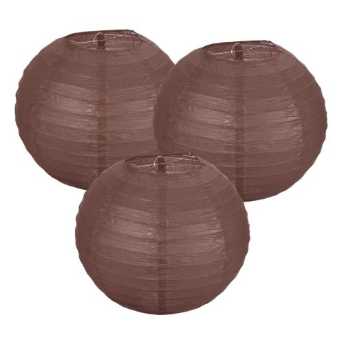 PATIKIL 丸型紙ランタン 提灯 20cm/8 3個パック 装飾吊り下げランタン ランプ パーティーデコレーション ちょうちん 誕生日 夏祭り お盆飾り 結婚式 ホームデコレーション 茶色
