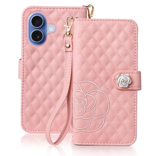 SZJAMIE 対応 いPhone 17 ケース 手帳型 スマホケース 薔薇と山茶花刺繍 アイフォン17 手帳型ケース 花柄 おしゃれ 可愛い 女性向け 手触り...