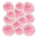 PATIKIL 20/24/30 cm ティッシュポンポンフラワー 12個 ペーパーフラワーボール 結婚式 誕生日 卒業式 文化祭 パーティー バックドロップ装飾 ピンク