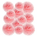 PATIKIL 20/24/30 cm ティッシュポンポンフラワー 12個 ペーパーフラワーボール 結婚式 誕生日 卒業式 文化祭 パーティー バックドロップ装飾 ライトピンク