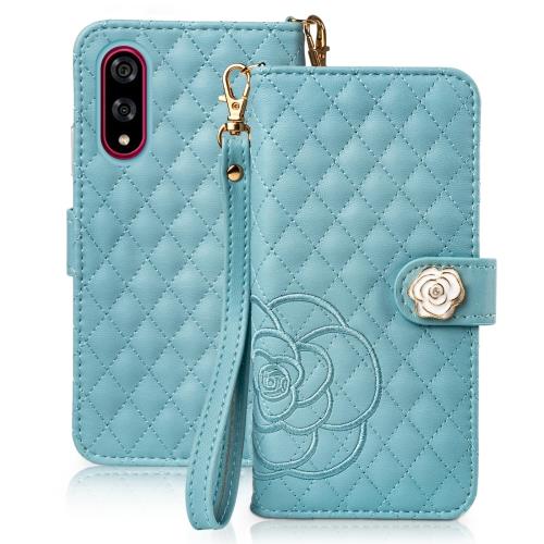 SZJAMIE BASIO active3 ケース 手帳型 KYG04 スマホケース 薔薇と山茶花刺繍 バジオ アクティブ3 手帳型ケース 花柄 おしゃれ 可愛...