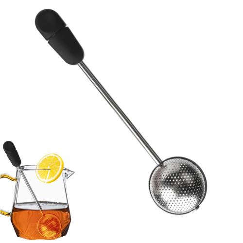 YFFSFDC 茶こし ボール茶漉し ステンレス ティーストレーナー 取っ手 蓋付き 茶葉濾過超微細メッシュ 耐熱性 小型 軽量便利 お手入れ簡単 家庭用品 紅茶用 茶道多用途 (ブラック)