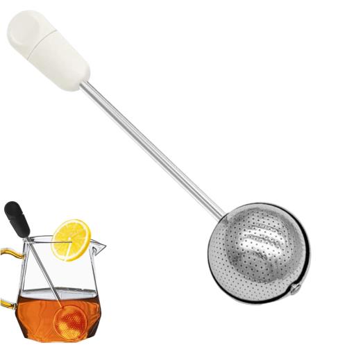 YFFSFDC 茶こし ボール茶漉し ステンレス ティーストレーナー 取っ手 蓋付き 茶葉濾過超微細メッシュ 耐熱性 小型 軽量便利 お手入れ簡単 家庭用品 紅茶用 茶道多用途 (ホワイト)