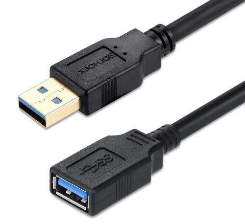 XBOHJOE USB 3.0 延長ケーブル 1M データ転送5Gbps USB 延長オス メス金メッキコネクタへのドライブ、マウス、キーボード、プリンターUSB延長コードなど ブラック 1メートル