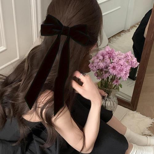 YFFSFDC ベロアリボン ベルベット シュシュ ヘアアクセ ヘアゴム リボン ヘアアクセサリー 蝶々結び 髪飾り ポニーテール ヘアクリップ 大人 全年龄使用 入学式/結婚式/卒業式 可愛い おしゃれ 跡がつかない 2個入り（クリップ）