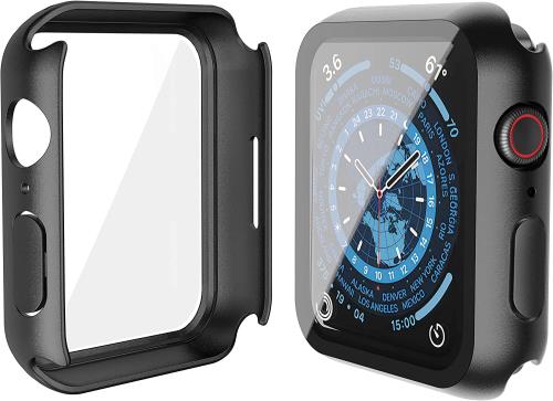 ULOE 対応 Apple Watch Series 9 / Series 8 / Series 7 45mm 用 ケース, 対応アップルウォッチ S9/S8/S7 45mm 保護カバー ガラスフィルム 一体型 PC素材全面保護（ブラック）