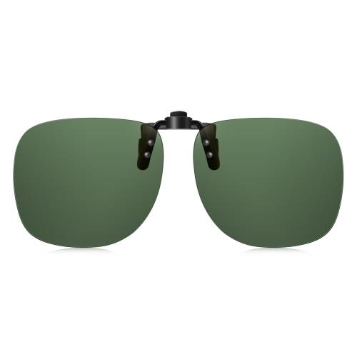 [TINHAO] クリップオン サングラス 偏光レンズ UV400 跳ね上げ メガネ取付用 運転用 アウトドア用 メガネ装着 軽量 (グリーン)