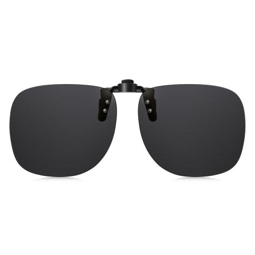 [TINHAO] クリップオン サングラス 偏光レンズ UV400 跳ね上げ メガネ取付用 運転用 アウトドア用 メガネ装着 軽量 (ブラック)