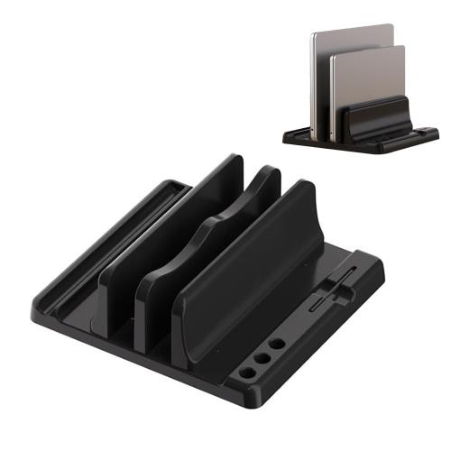 SZSL ノートパソコンスタンド 縦置き 2台収納 ホルダー幅調整可能 クラムシェル | タブレット MacBook ..