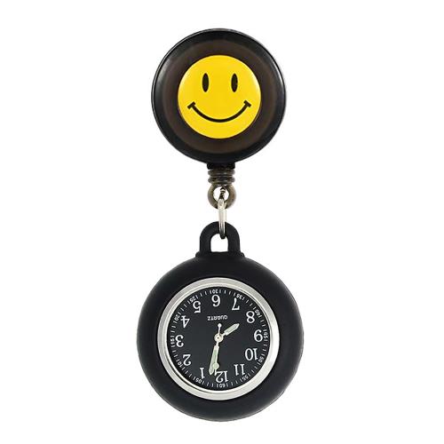 ナースウォッチ 懐中時計 見やすい 文字盤 伸縮式 クリップ式 片手操作可能 夜光 子供 学生 医師 介護士対応 男女兼用 便利 (ブラック)