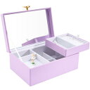 ProCase キッズアクセサリケース 女の子 2段式 オルゴールボックス 可愛い ミラー付き 誕生日・クリスマス プレゼント(パープル)