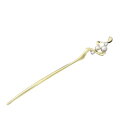 EZ PEACH かんざし スティック かんざし ヘアスティック 一本挿し シンプル ヘアアクセサリー 浴衣 ゆかた (Gold/パール)