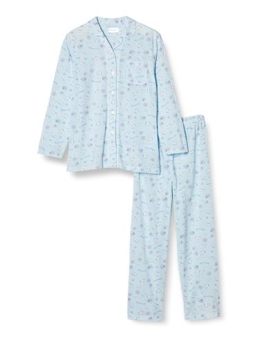 [サンリオ] パジャマセット シナモロール総柄 婦人 天竺 長丈 シャツパジャマ 上下セット ルームウェア 15131420380M レディース サックス M