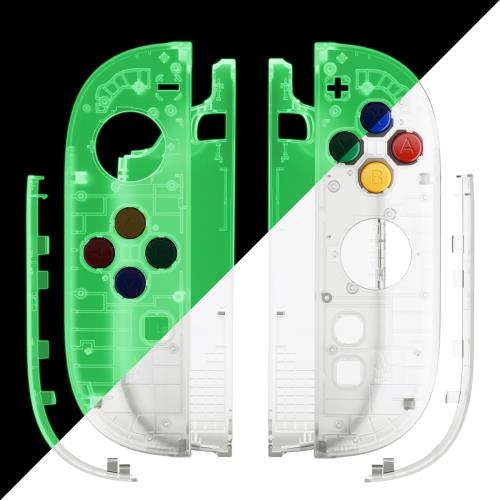 eXtremeRate JoyCon 2対応用DIY交換用シェルボタン、Nintendo Switch 2 コントローラー対応カスタムハウジングフェイスプレートケース+デコレーションストリップ+ABXY方向キー+ツール-エッセンス版（ベーシックモデル）暗闇で光る-グリーン