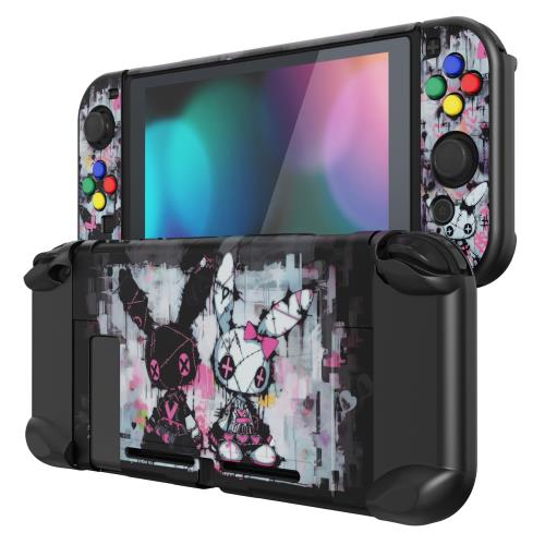 eXtremeRate PlayVital Nintendo Switch対応用保護背面カバー、分離可能なJoyconハンドヘルドコントロ..