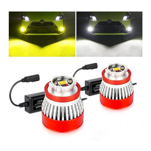 OPPLIGHT L1B LED フォグランプ 純正LED交換用バルブ 2色切替 ホワイト イエロー メモリー機能付き 爆光 5800LM 車検対応 ハイエース7型 カローラクロス/スポーツ/ツーリング クラウン220系 50プリウス後期 ハリアー80系 ルーミー アトレー ステップワゴンRP6.7.8など適用 純