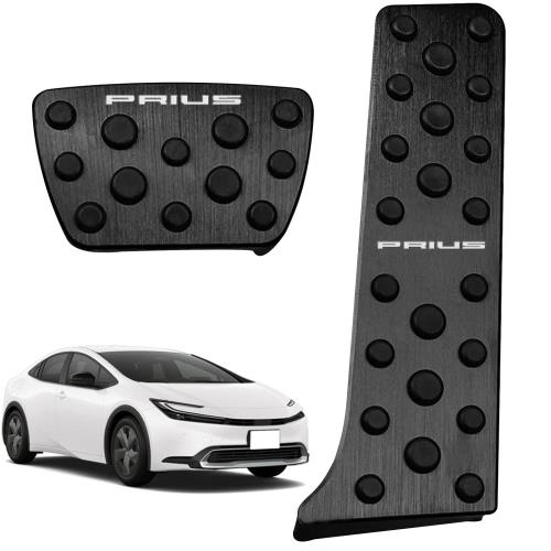 HUDIY（フーディ）新型プリウス60系 アルミ合金フット ペダルカバー ブレーキペダル アクセルペダル フットレスト PRIUS ZVW60 ZVW65 MXWH60 MXWH65 60系(2023年1月～現行) 内装 カスタム ドレスアップ 取付簡単 防キズ 防汚れ 安全運転 工具不要 日本語解説書付き(ブラック)