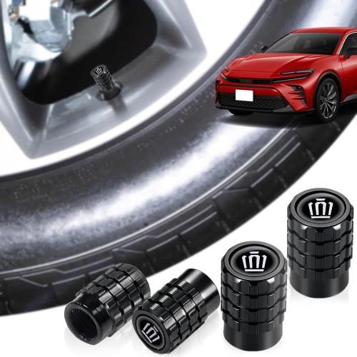 HUDIY クラウン 35系 専用 エアバルブキャップ アルミ合金+樹脂コーティング ロゴ刻印 円筒型 車用エアバルブキャップ タイヤ 専用 気密性保持ゴムリン...