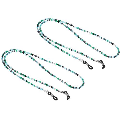[PATIKIL] メガネホルダーチェーン 2個 調整可能 メガネネックストラップ ビーズストリングストラップ サングラスメガネリテーナー 男性用 女性用 緑ミックス