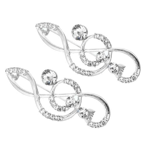 PATIKIL 水晶セーフティ装飾ピンブローチクリ ップク ラスプピン 2個セット 女性用セーター ショール 襟 ドレス用 シルバー