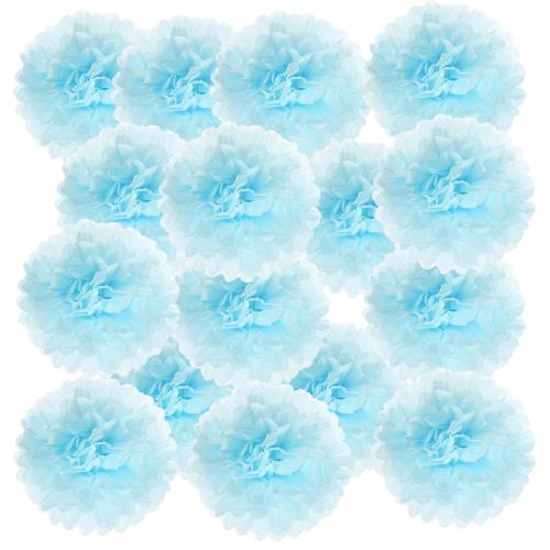 PATIKIL ペーパーフラワー ポンポンフラワー 20個 お花紙 ひな祭り 飾り パーティーグッズ 誕生日 結婚式 卒業式 100日祝い 文化祭 入学祝い パーティー バックドロップ装飾 10cm直径 ライトブルー