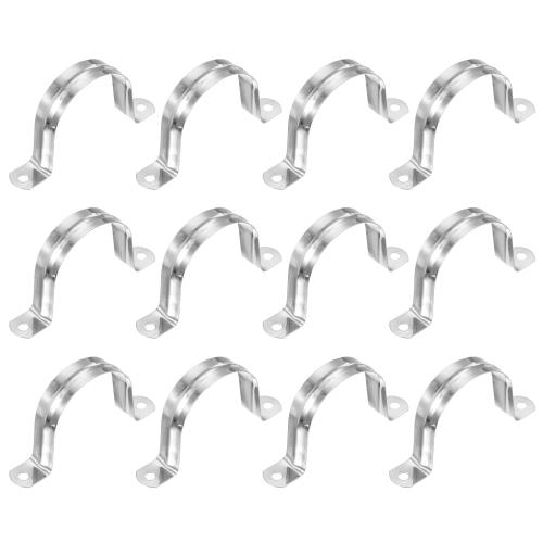 PATIKIL サドルバンド 60mm 2穴 パイプクランプ パイプ固定金具 304ステンレス 配管 サドル パイプ ケーブルワイヤ 固定用 12個