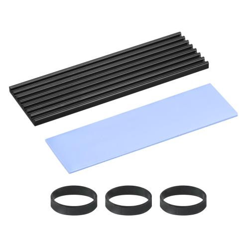 PATIKIL M.2 2280 Nvme S S Dヒートシンク 70x22x3 mm、ラジエータークーラーアルミニウムヒートシンク冷却フィン、サーマルパッド/テープ/ゴムリング付き、ラップトップエレクトロニクスCPU Led用、黒