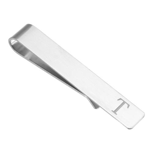 PATIKIL メンズ用イニシャルネクタイクリップ ステンレススチール製 アルファベットt文字ネクタイバーピンチクリップ26文字A-Z レギュラーネクタイ用 ギ...