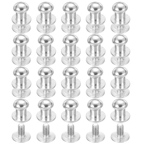 PATIKIL 6 mm レザーリベット 20 セット ボールヘッドスタッドスクリューバックラウンドヘッドボタンシカゴスクリューニップルスタッドリベット レザーDIYクラフトハンドバッグベルト修理用 シルバートーン
