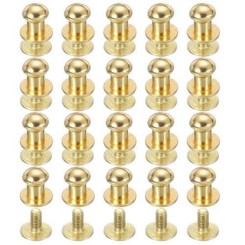 PATIKIL 6 mm レザーリベット 20セット ボールヘッドスタッドスクリューバックラウンドヘッドボタンシカゴスクリューニップルスタッドリベット レザーDIYクラフトハンドバッグベルト修理用 金色