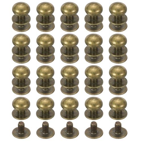 PATIKIL 4 mm レザーリベット 20セット ボールヘッドスタッドスクリューバックラウンドヘッドボタンシカゴスクリューニップルスタッドリベット レザーDIYクラフトハンドバッグベルト修理用 ブロンズ