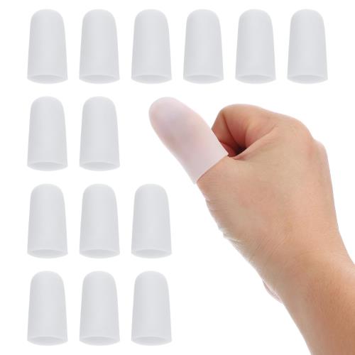 PATIKIL 40 mm シリコンゲル指サック 14個 指先サポート スリーブプロテクター 親指キャップ 指用 ホワイト
