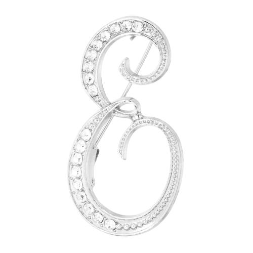 PATIKIL ブローチピン アルファベット イニシャル レター E ラインストーンブローチ メタル 水晶 英字A-Zピン 女性 胸元 アクセント ギフト スー...