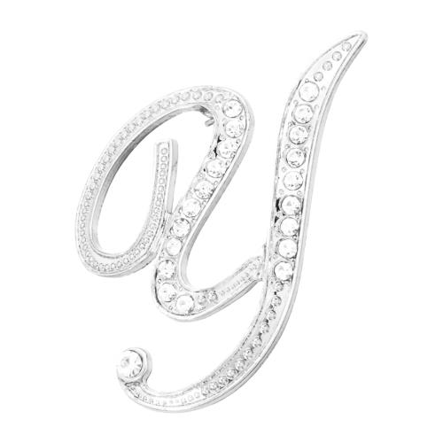 PATIKIL ブローチピン アルファベット イニシャル レター Y ラインストーンブローチ メタル 水晶 英字A-Zピン 女性 胸元 アクセント ギフト スー...