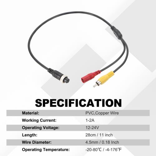 PATIKIL 4ピンアビエーションメスからRCAメスアダプターケーブル17.7”/45cm 4ピンアビエーションコネクターからDCメスコネクターケーブル車用カメラモニタービデオ